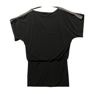 White House Black Market Women's Cocktail Mini Dress Embellished Black Medium